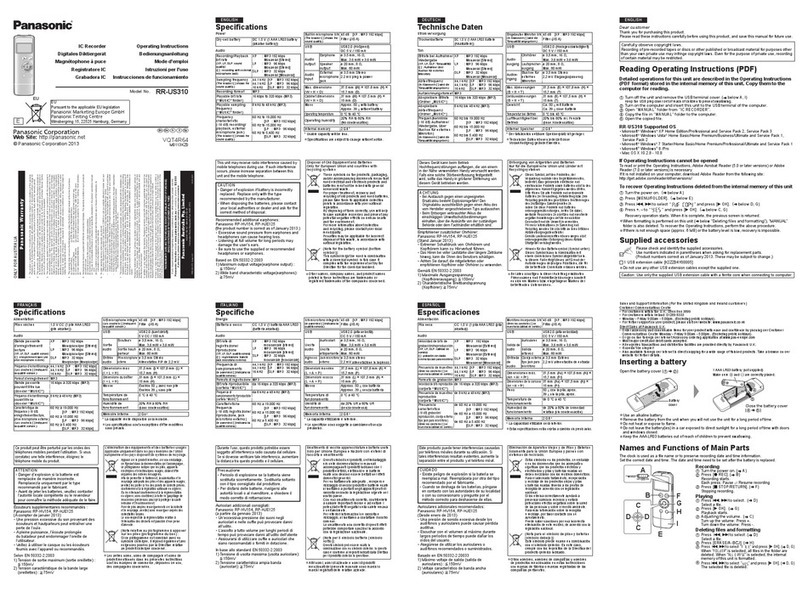 Panasonic RR-US310 User manual