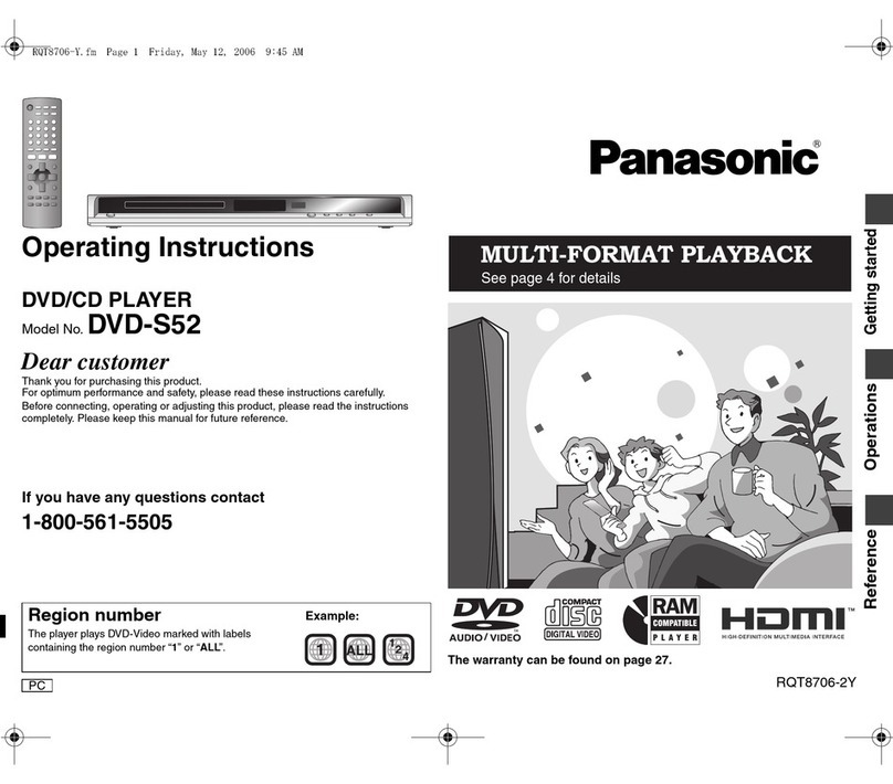 Panasonic DVD-S52 User manual Panasonic DVD-S52 User manual