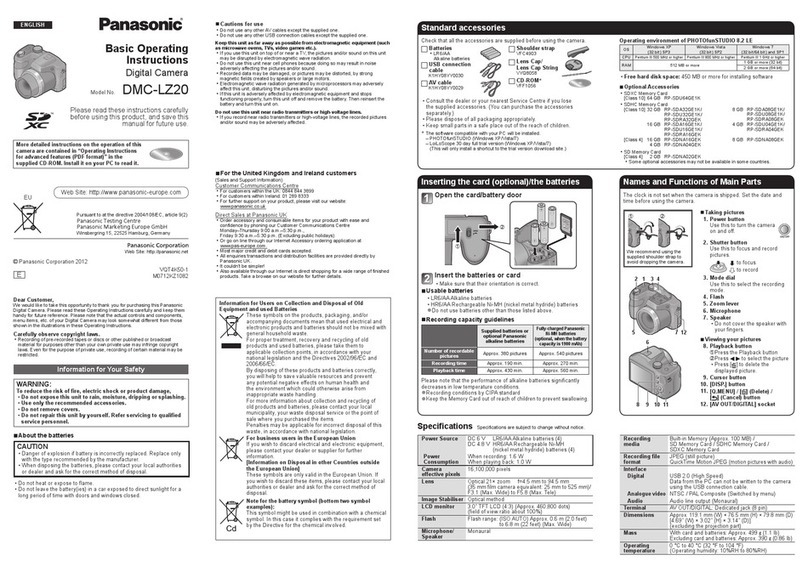 Panasonic Lumix DMC-LZ20 Technical specifications