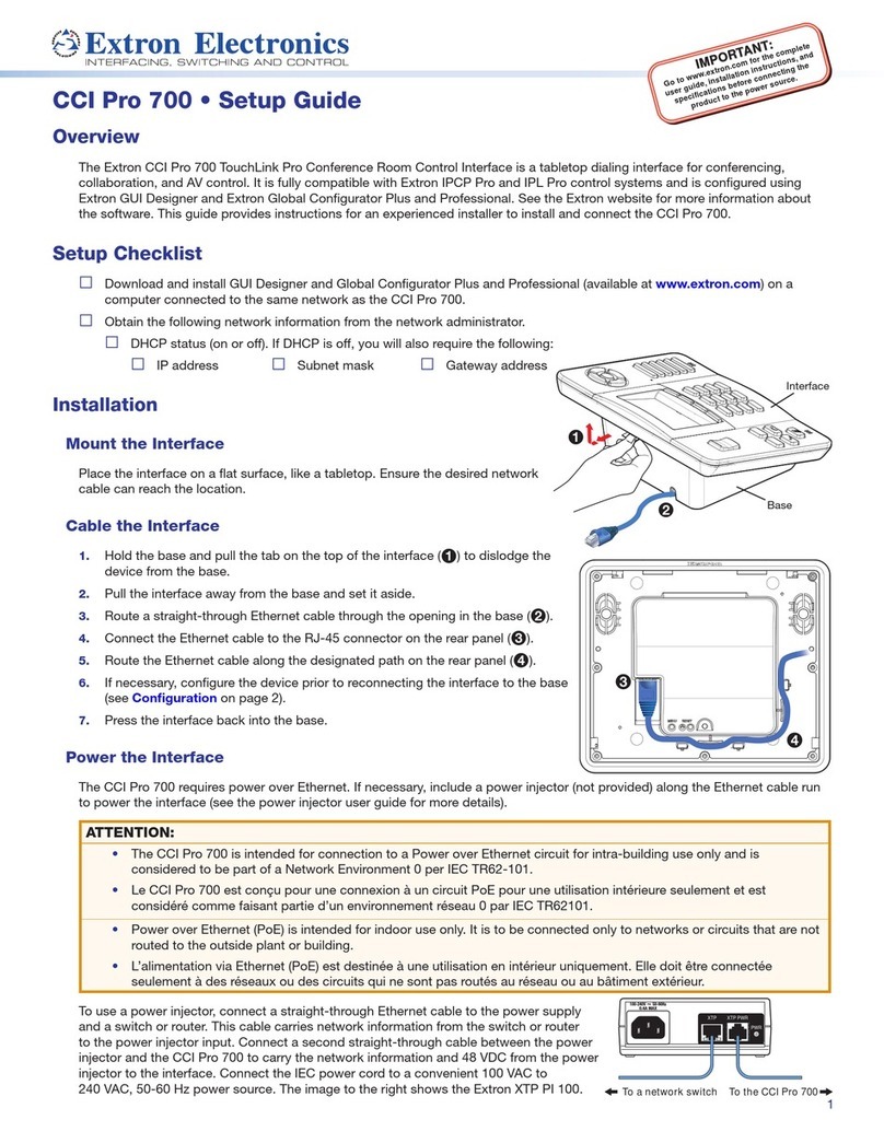 Extron electronics CCI Pro 700 Setup guide