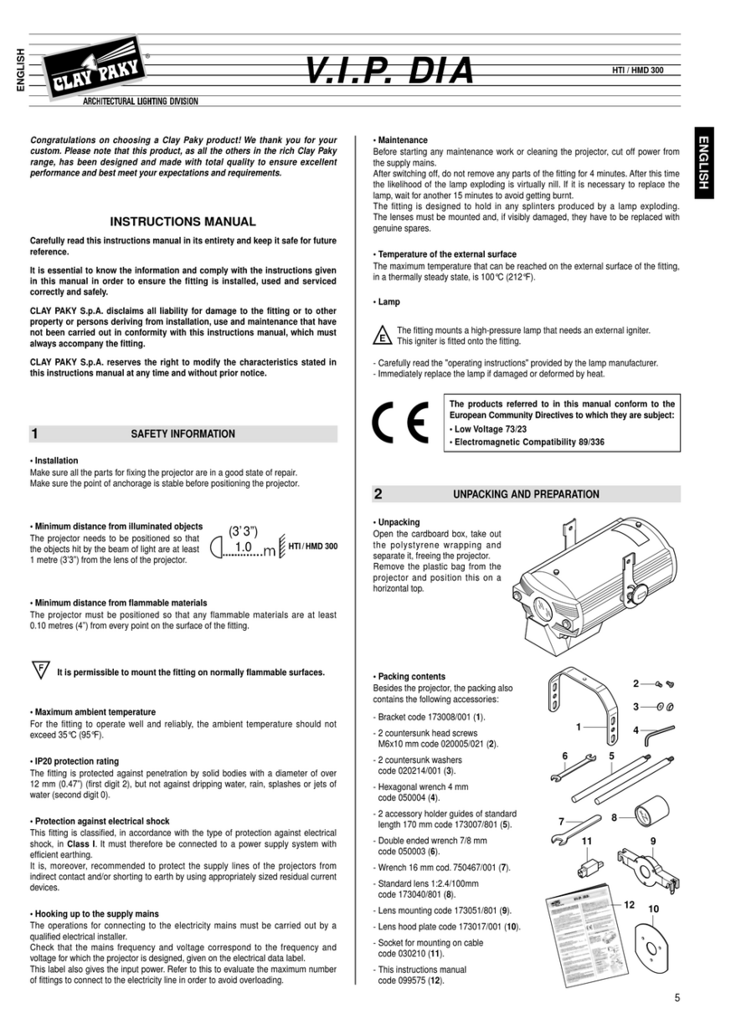 Claypaky V.I.P. DIA instruction manual