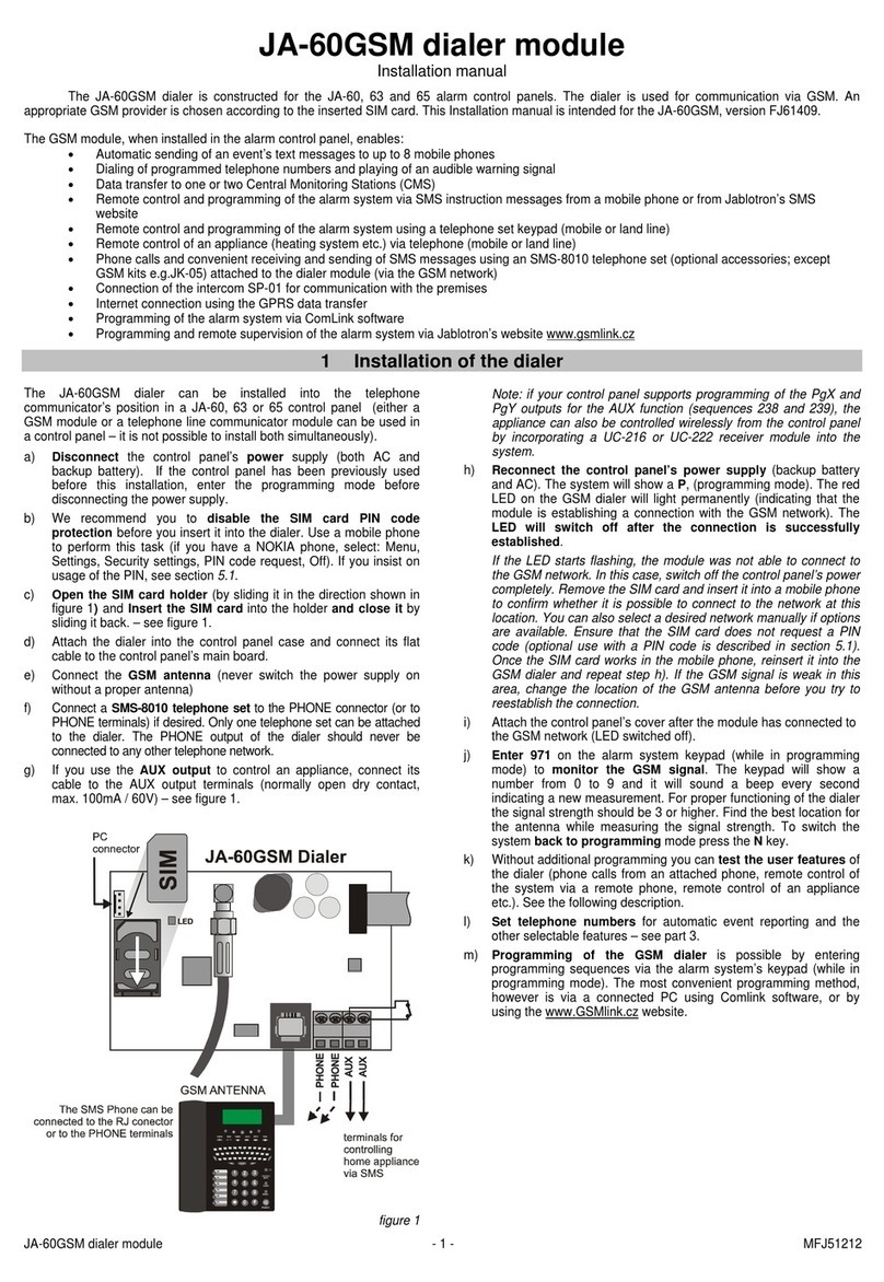 jablotron JA-60GSM installation manual