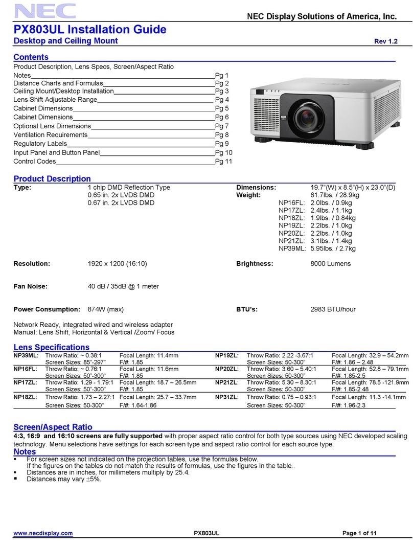NEC PX803UL User manual