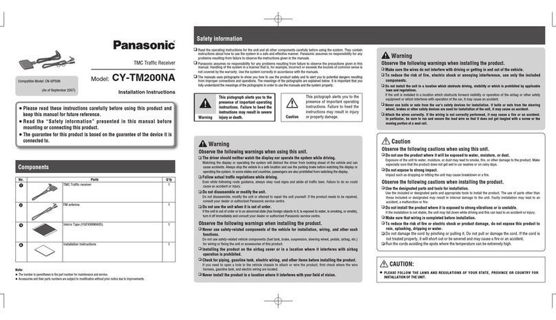 Panasonic CY-TM200NA installation instructions Panasonic CY-TM200NA installation instructions