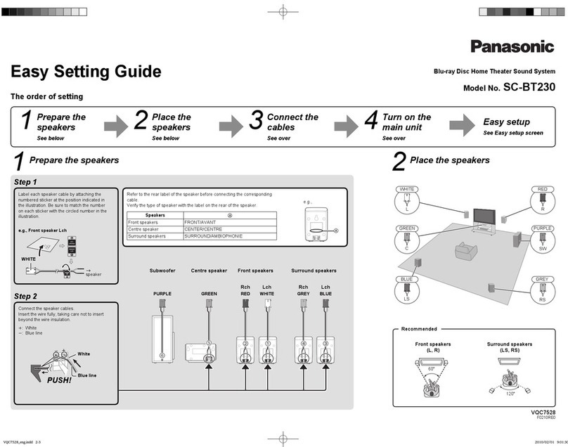 Panasonic SCBT230 - BLU RAY HOME THEATER SYSTEM User instructions