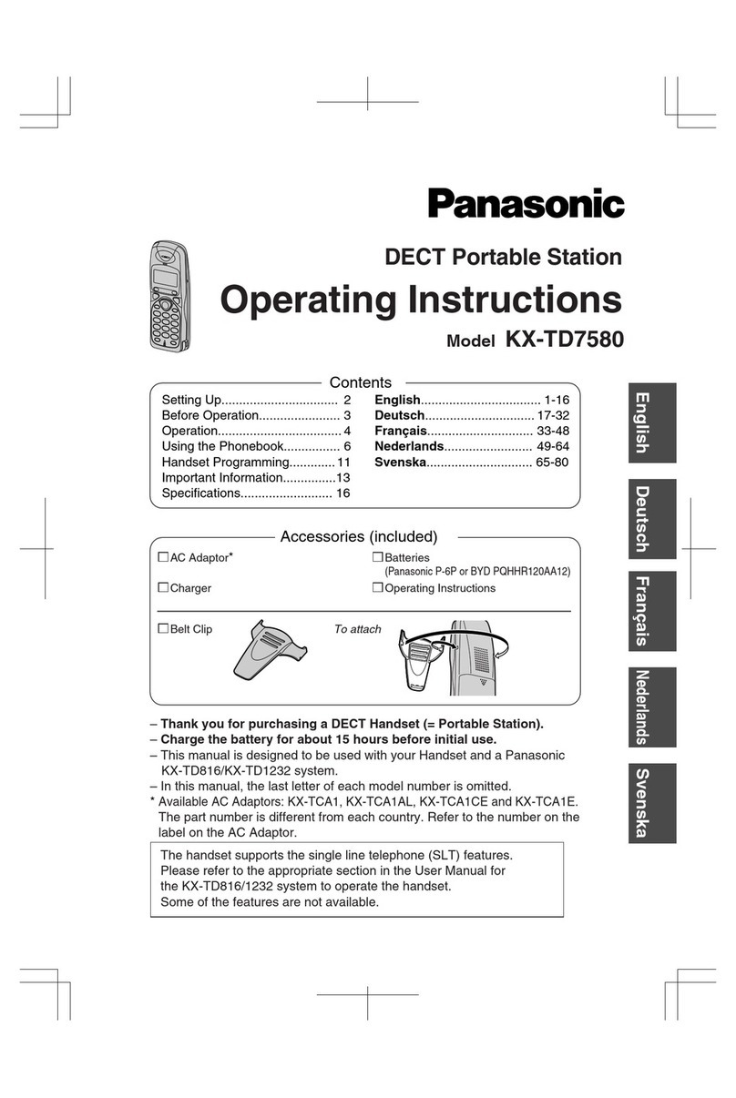 Panasonic KX-TD7580 operating instructions