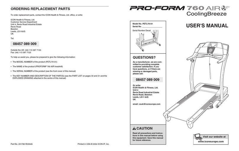 Pro-Form 760 AIR PETL75131 User manual