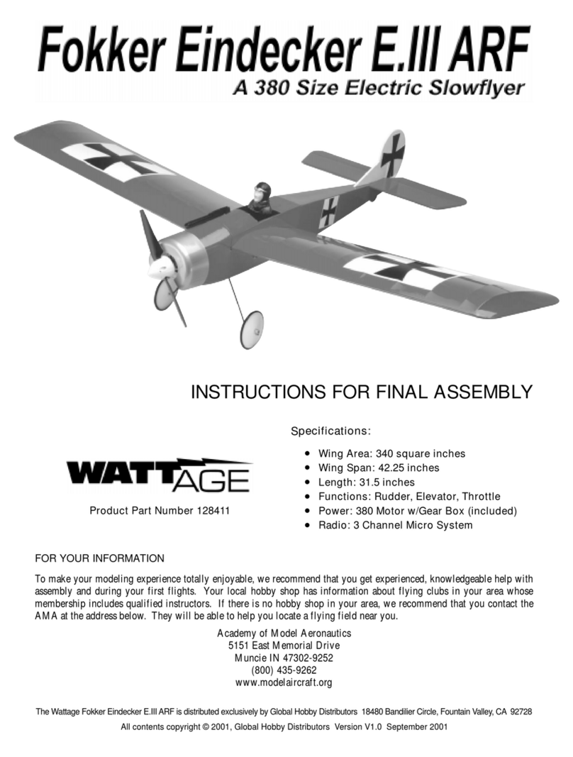 Academy of Model Aeronautics Fokker Eindecker E.III ARF Instructions for final assembly Academy of Model Aeronautics Fokker Eindecker E.III ARF Instructions for final assembly