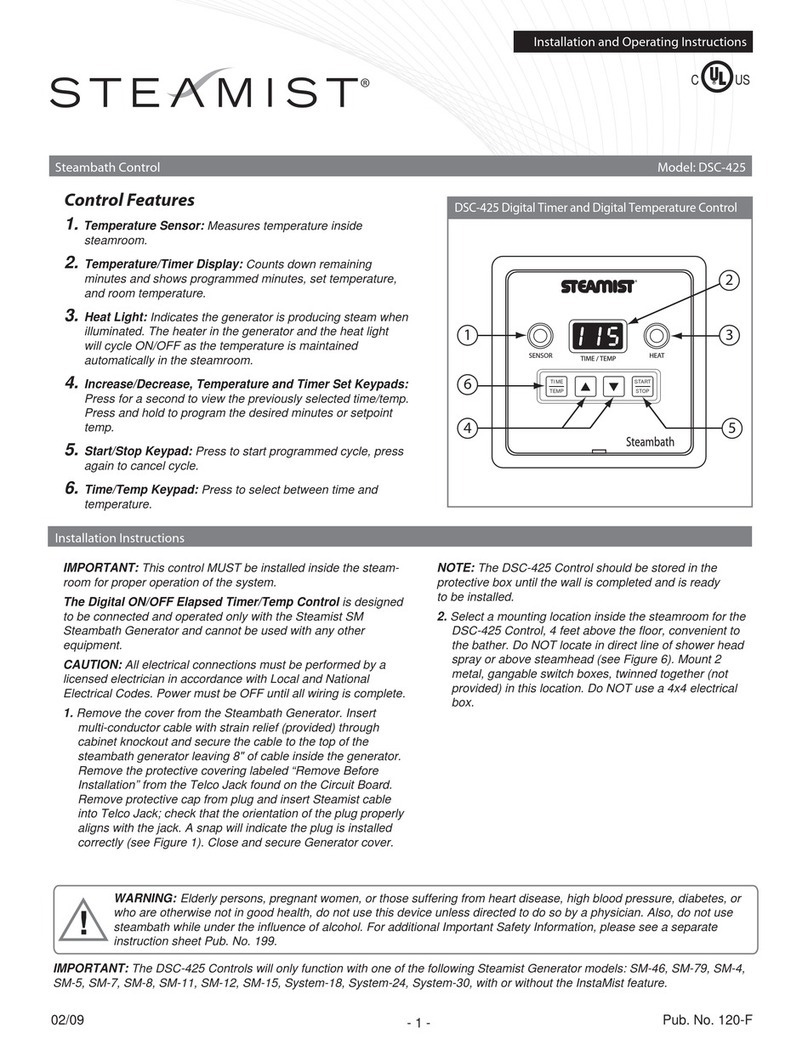 Steamist DSC-425 Installation and operating instructions