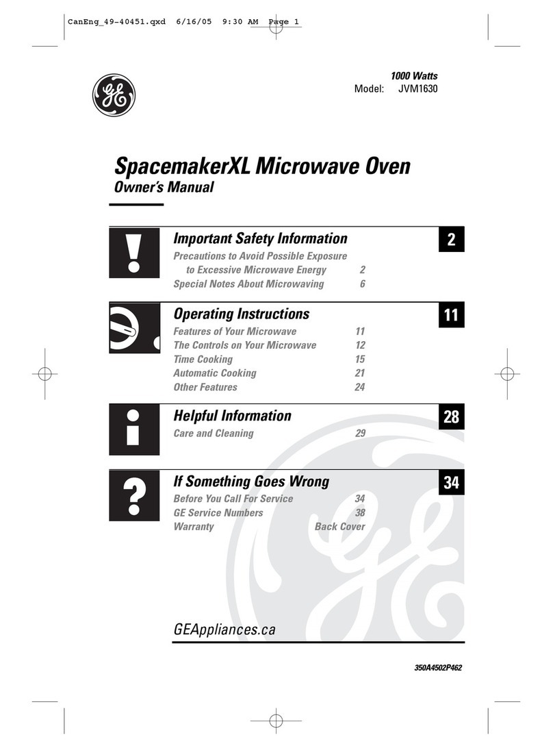 GE SpacemakerXL JVM1630 User manual