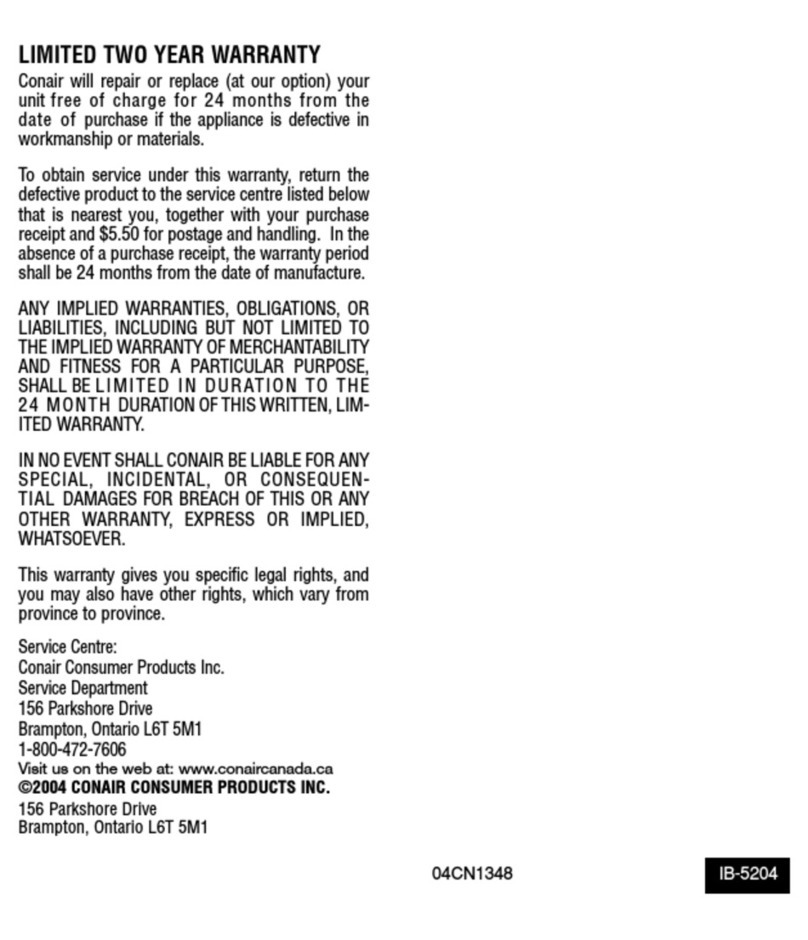 Conair MN253WCSC operating instructions