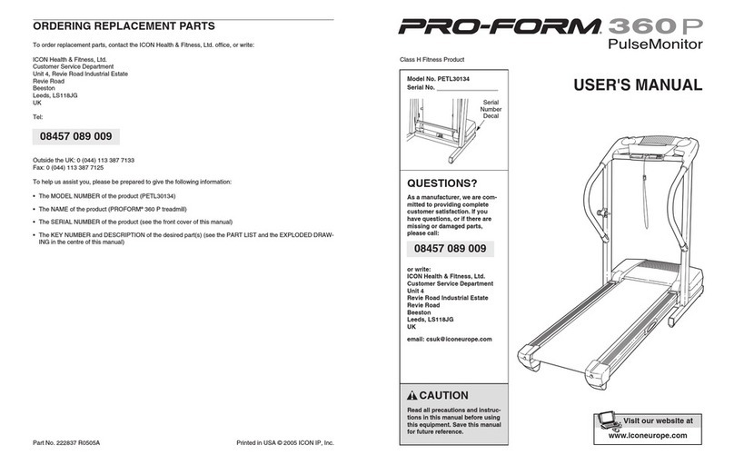 Pro-Form 360 P Treadmill User manual