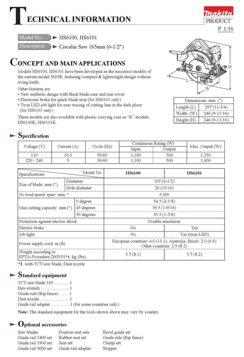 Makita HS6100 technical information