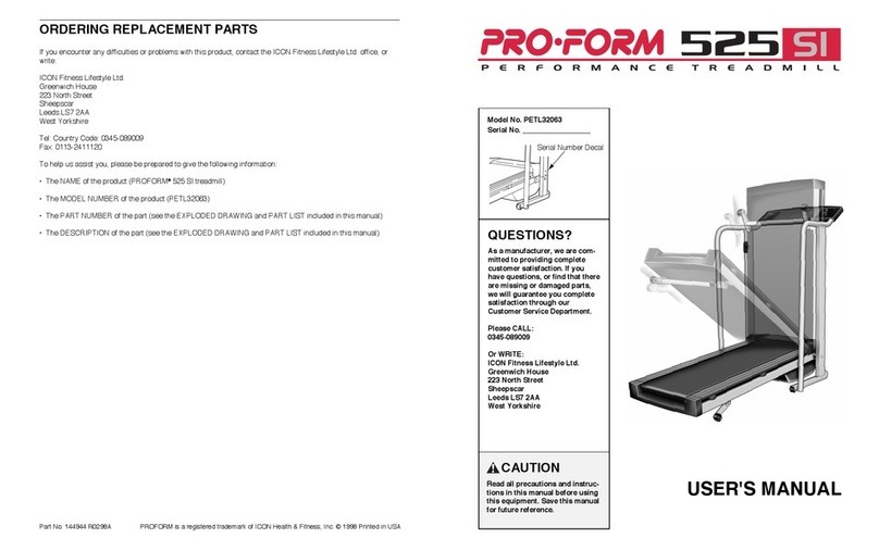 Pro-Form 525 Si user manual