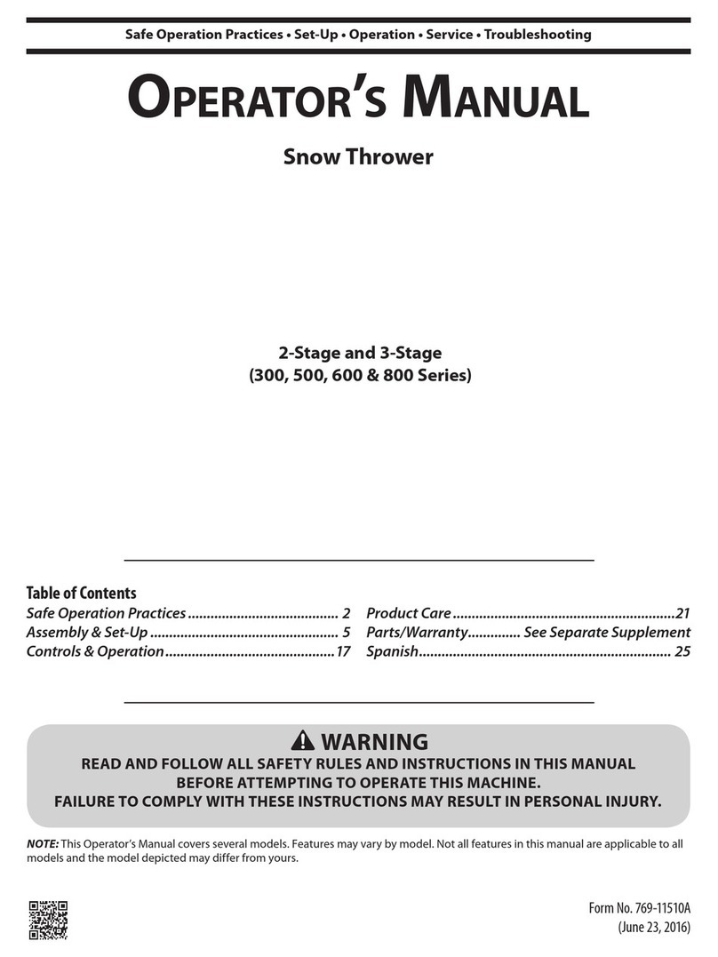 Troy Built Models Arctic Storm 300 SERIES Operator's manual