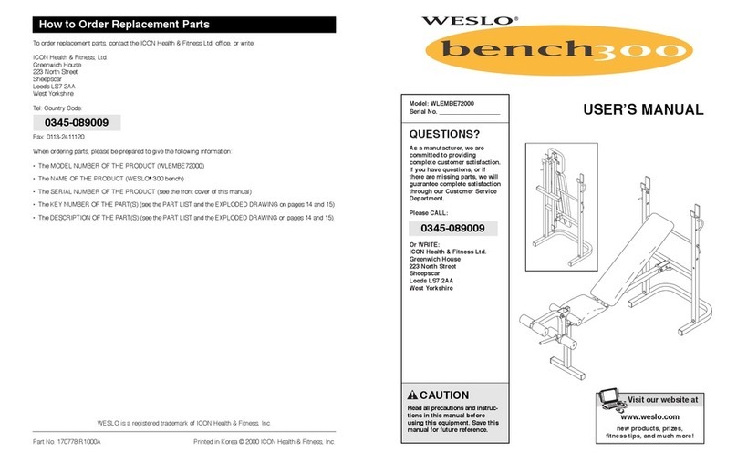 Weslo Bench 300 User manual