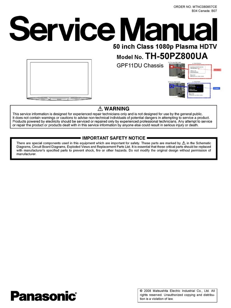 Panasonic TH50PZ800UA - 50" PLASMA TV User manual