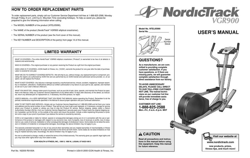 NordicTrack Vgr 900 User manual