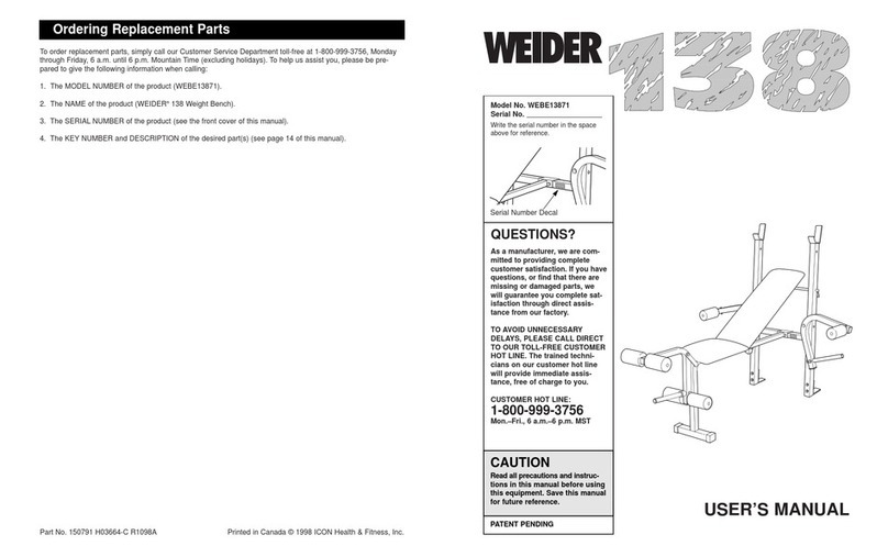 Weider 138 User manual