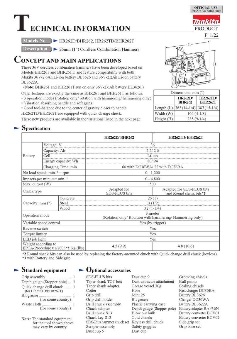 Makita HR262D technical information