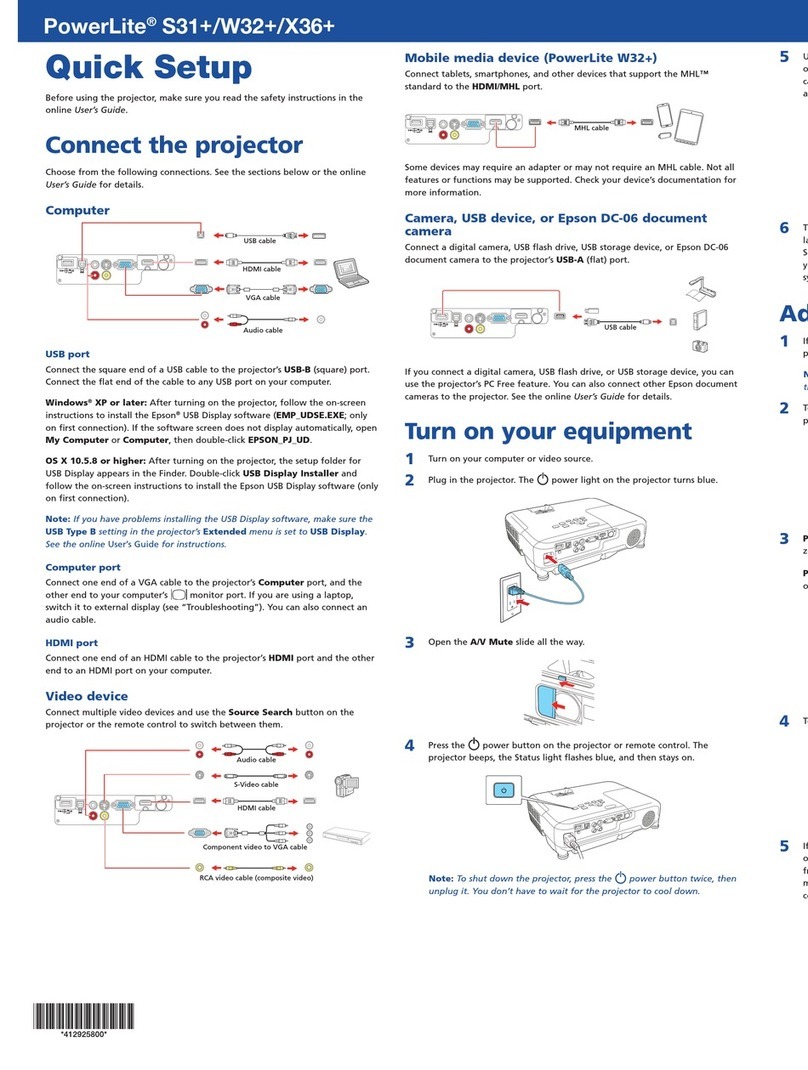 Epson PowerLite S31+ Specification sheet