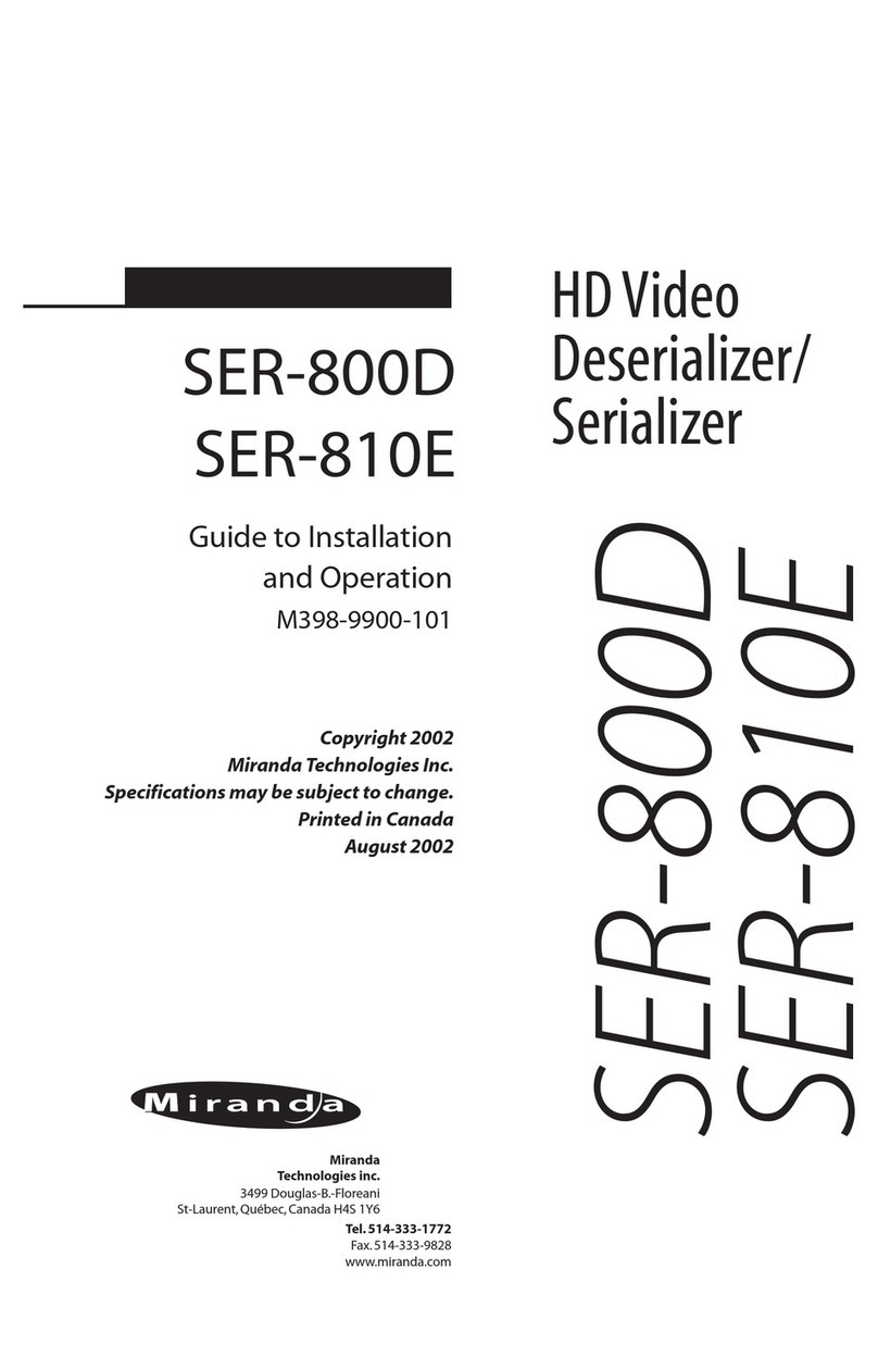 Miranda SER-800D Installation and operation guide