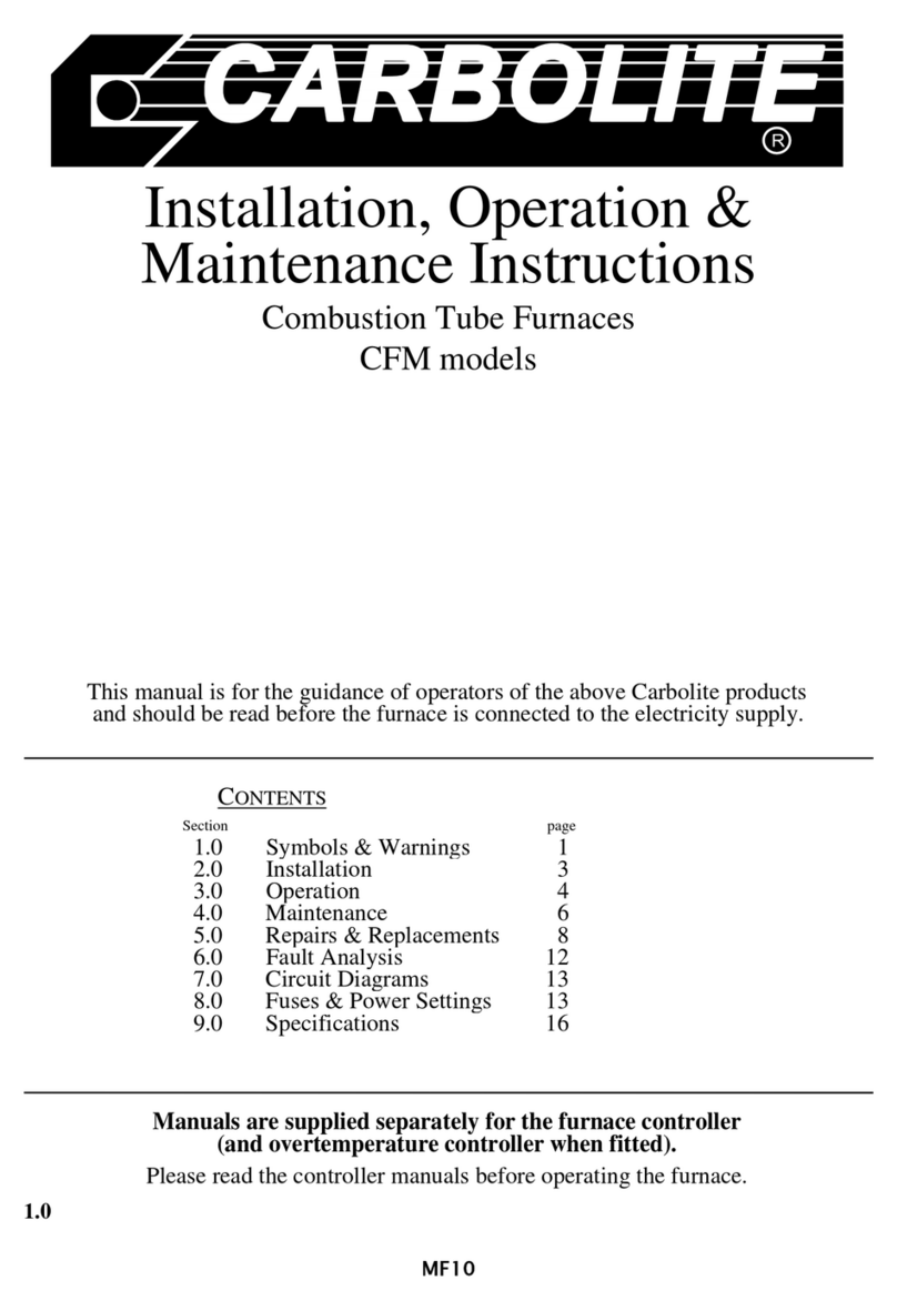 Carbolite CFM MODELS Installation, operation & maintenance instructions Carbolite CFM MODELS Installation, operation & maintenance instructions