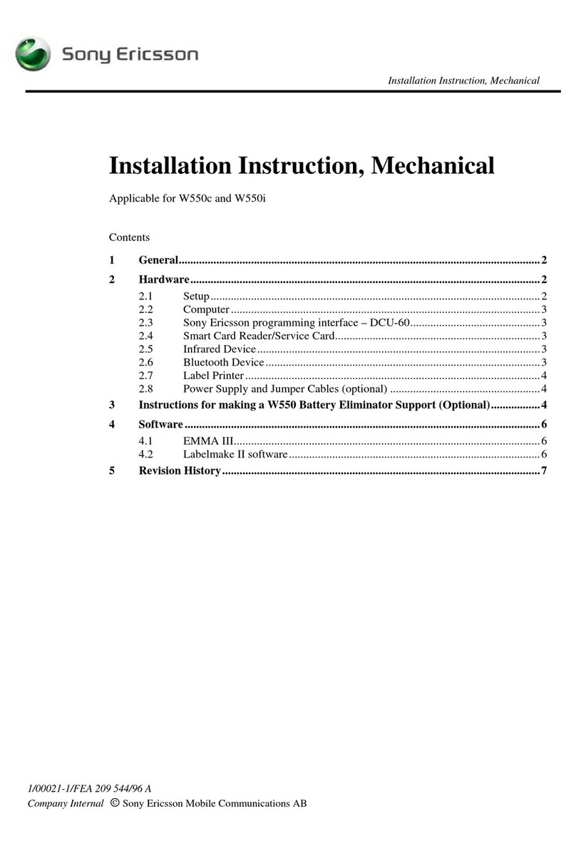 Sony Ericsson W550c Installation instruction, mechanical