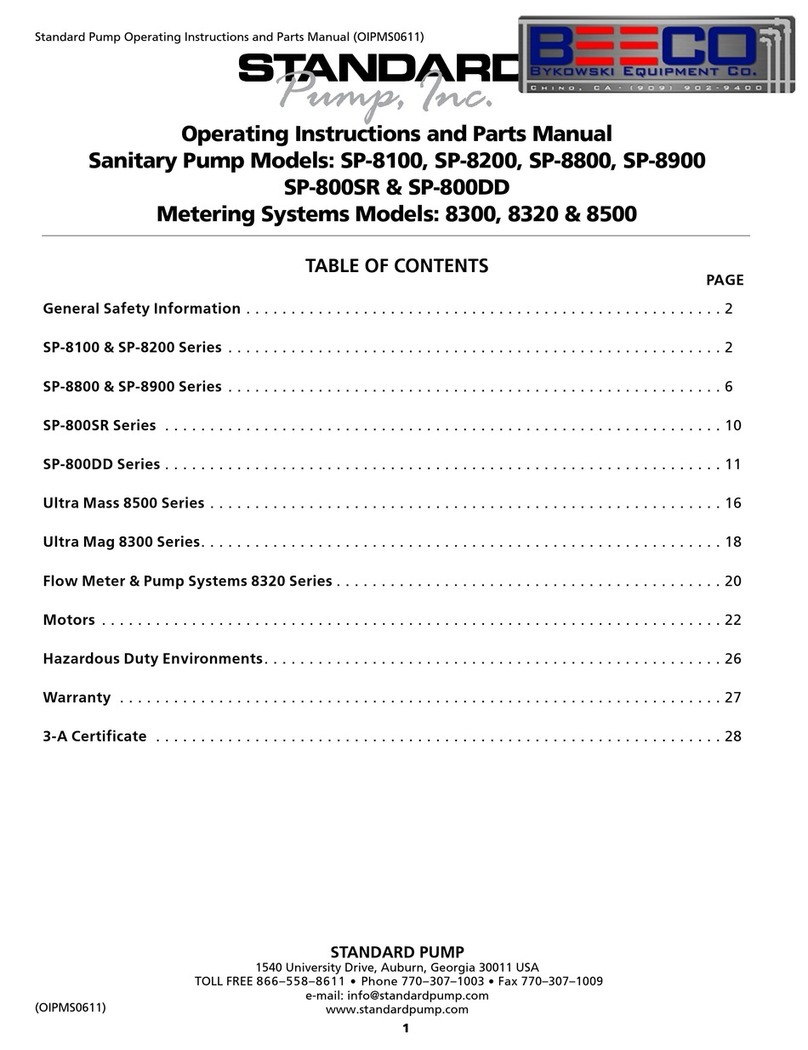 Standard Pump SP-800DD Operating instructions and parts manual