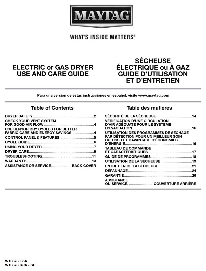 Maytag W10873035A User manual