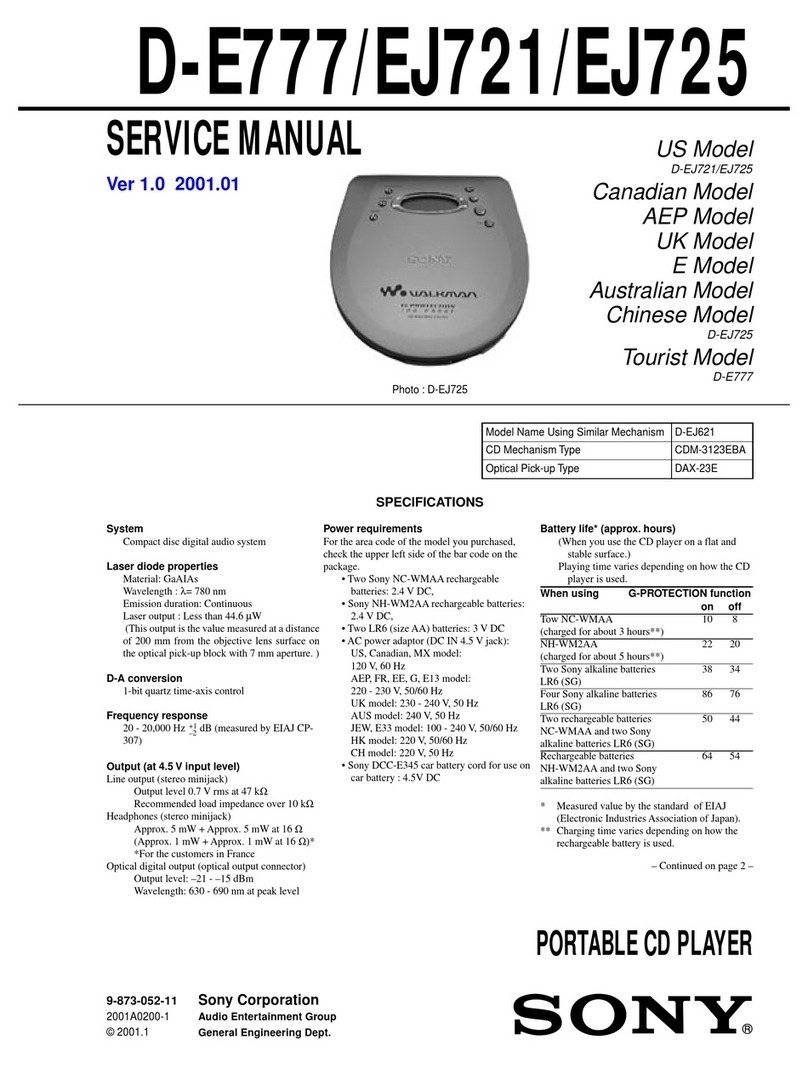 Sony Walkman D-E777 User manual Sony Walkman D-E777 User manual