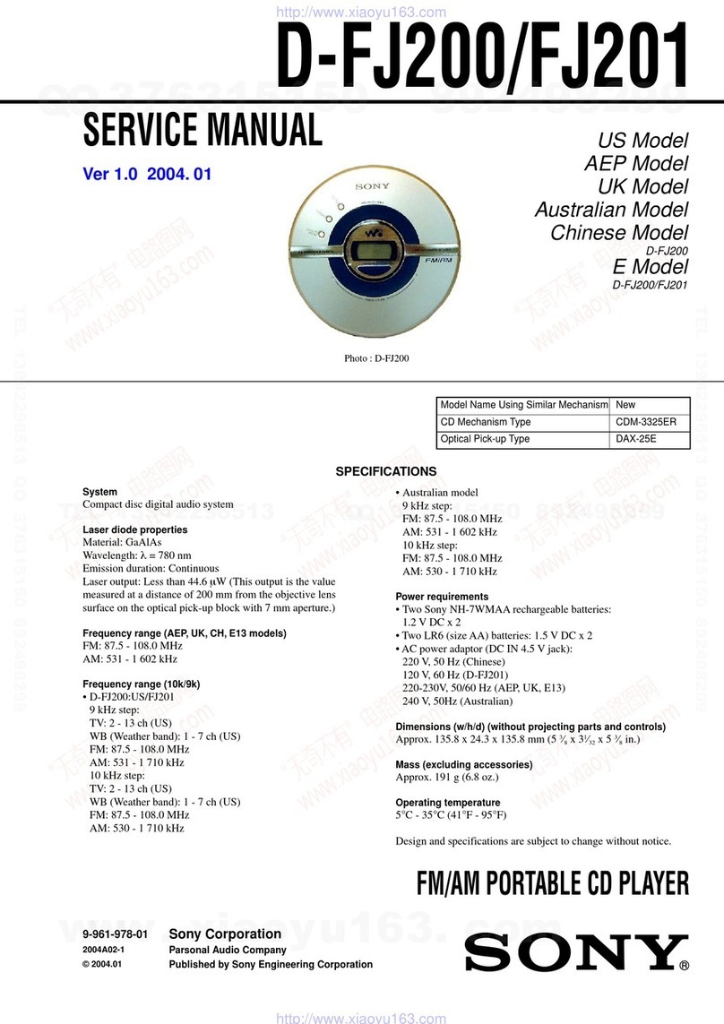 Sony CD Walkman D-FJ200 User manual