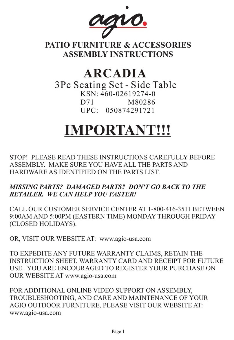 Agio arcadia Assembly instructions