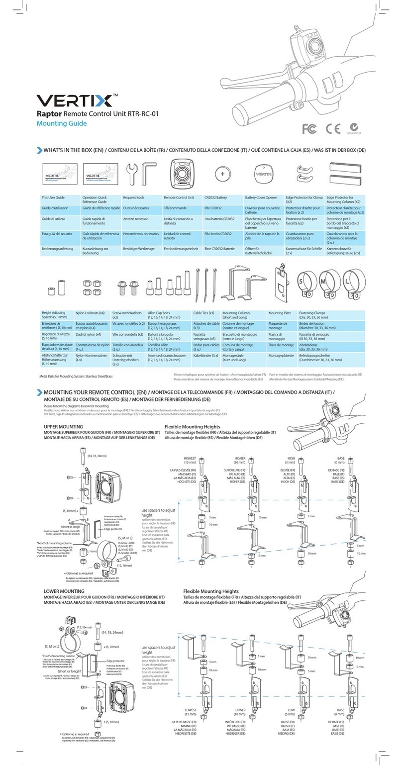 Vertix raptor RTR-RC-01 Mounting guide