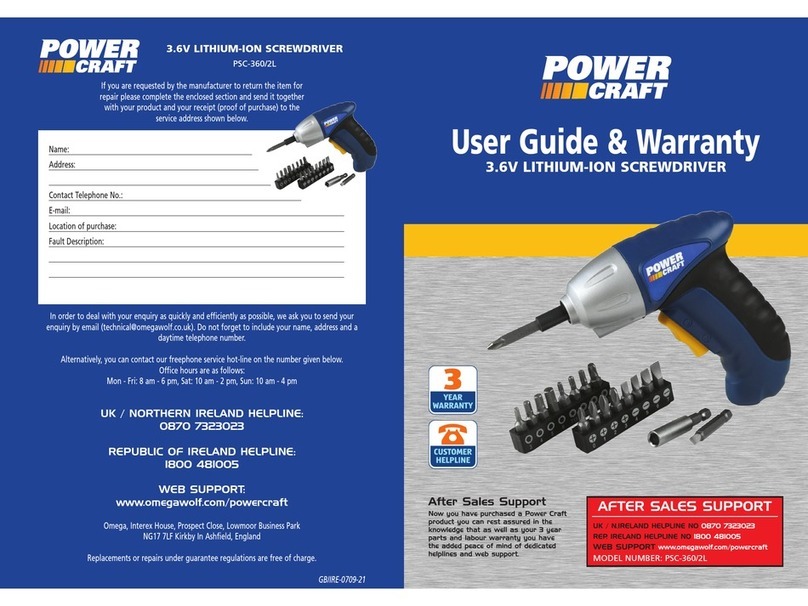 Powercraft PSC-360/2L User guide & warranty