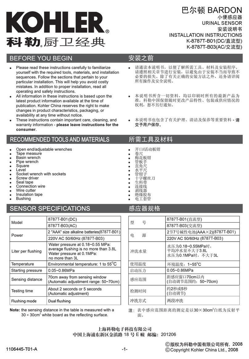 Kohler 8787T-B01 User manual