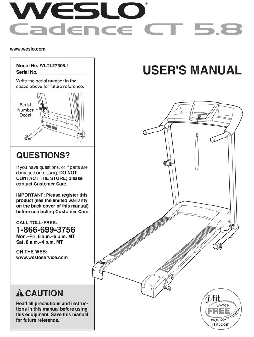 Weslo CADENCE CT 5.8 WLTL27308.1 user manual