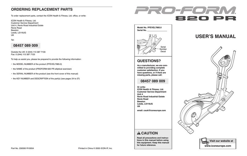 Pro-Form 820 PR PFEVEL7985.0 user manual
