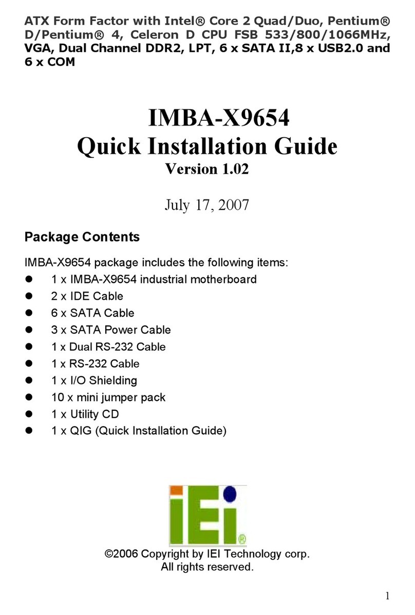 IEI Technology IMBA-X9654 Quick installation guide