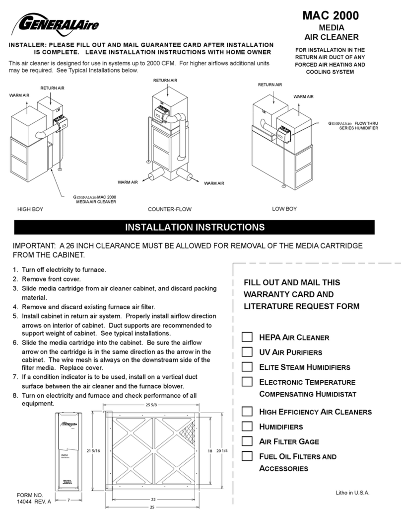 GeneralAire MAC 2000 User manual
