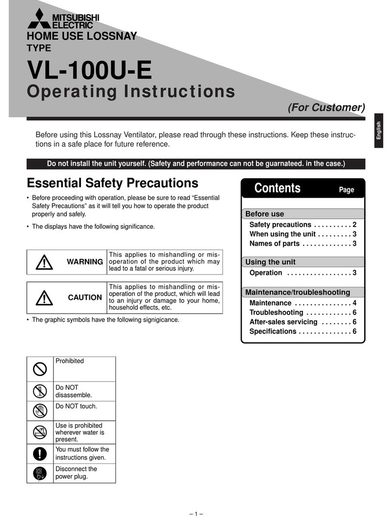 Mitsubishi Lossnay VL-100U-E User manual Mitsubishi Lossnay VL-100U-E User manual