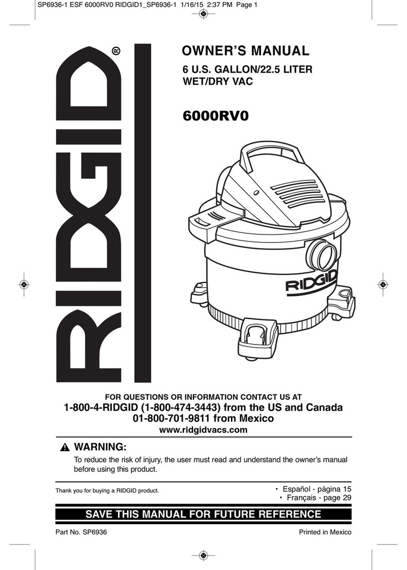 RIDGID 6000RV0 owner's manual
