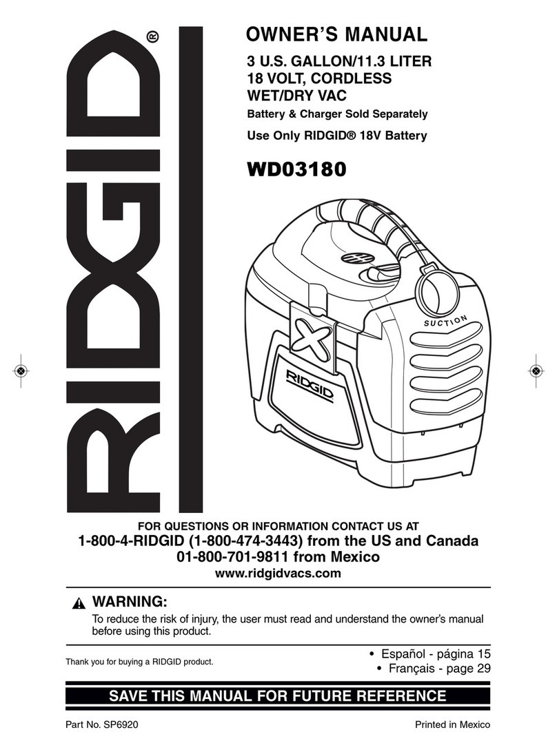 RIDGID WD03180 owner's manual