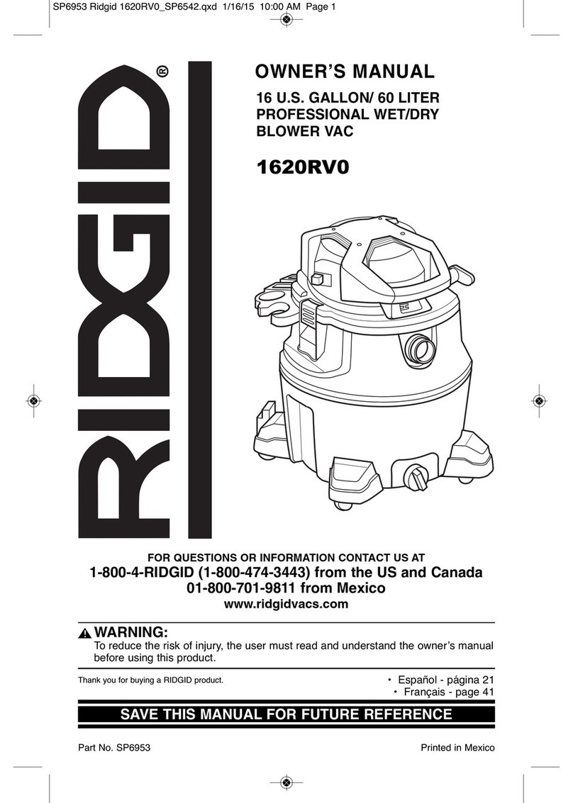 RIDGID 1620RV0 owner's manual