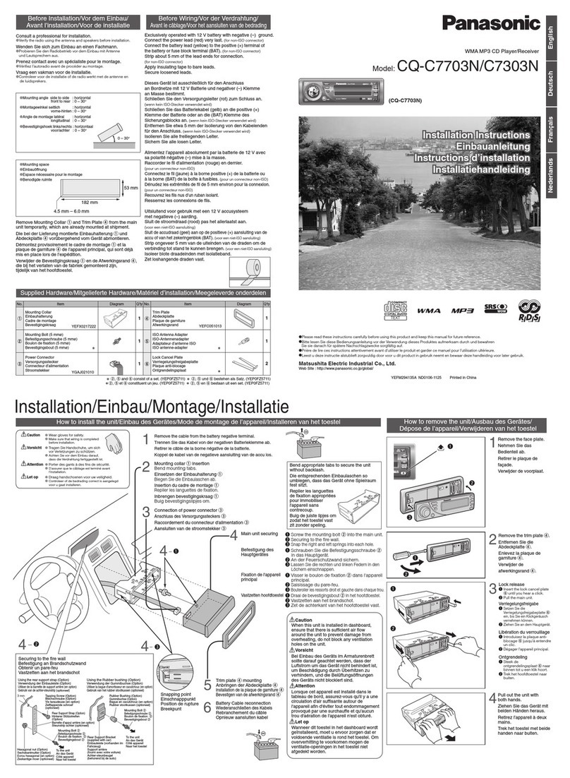 Panasonic CQ-C7303N installation instructions