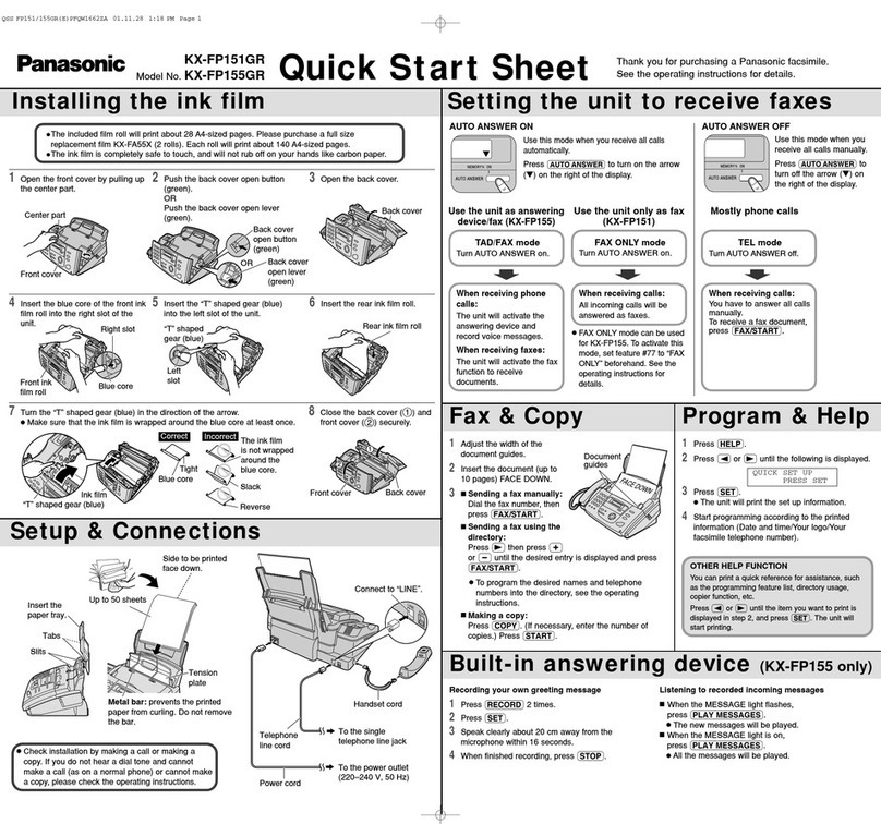 Panasonic KX-FP155GR quick start