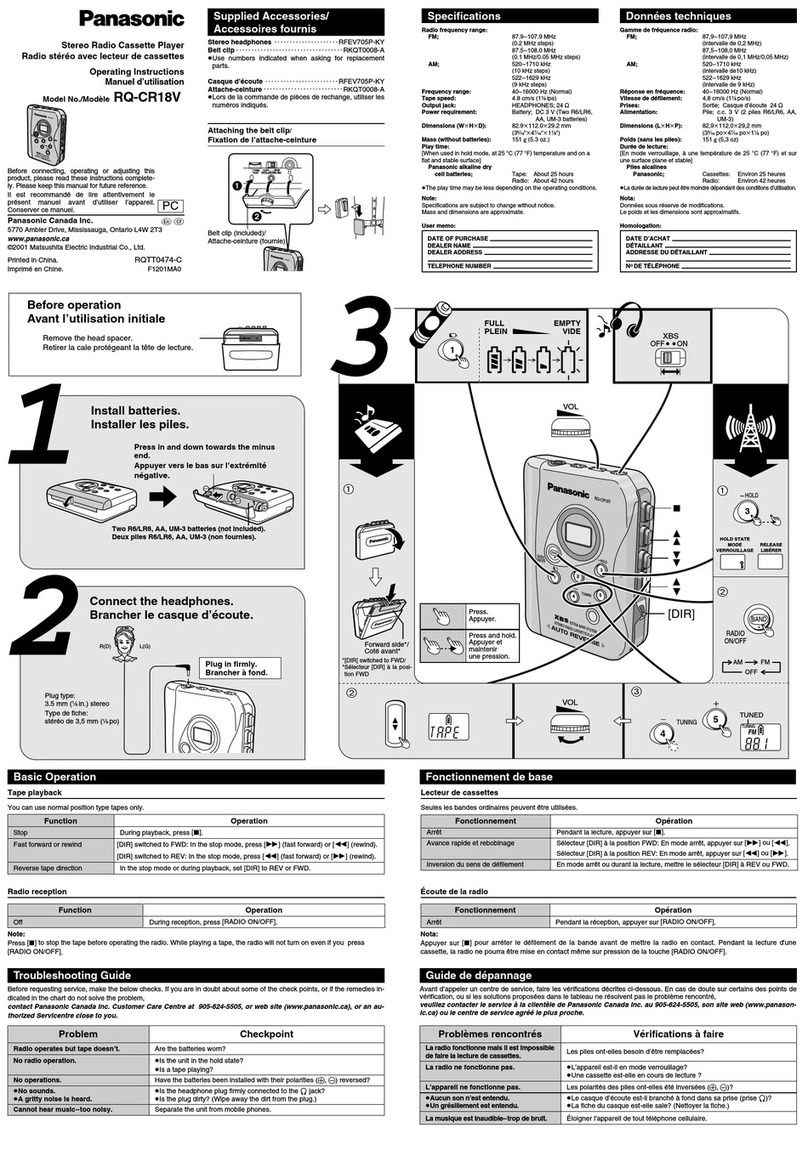 Panasonic RQ-CR18V operating instructions