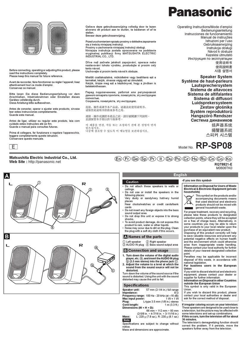 Panasonic RP-SP08 User manual Panasonic RP-SP08 User manual