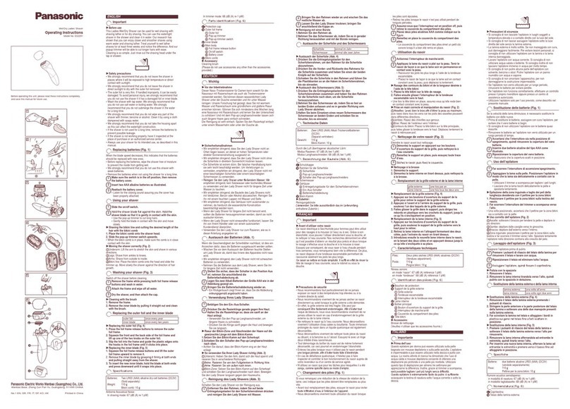 Panasonic ES-2291 operating instructions