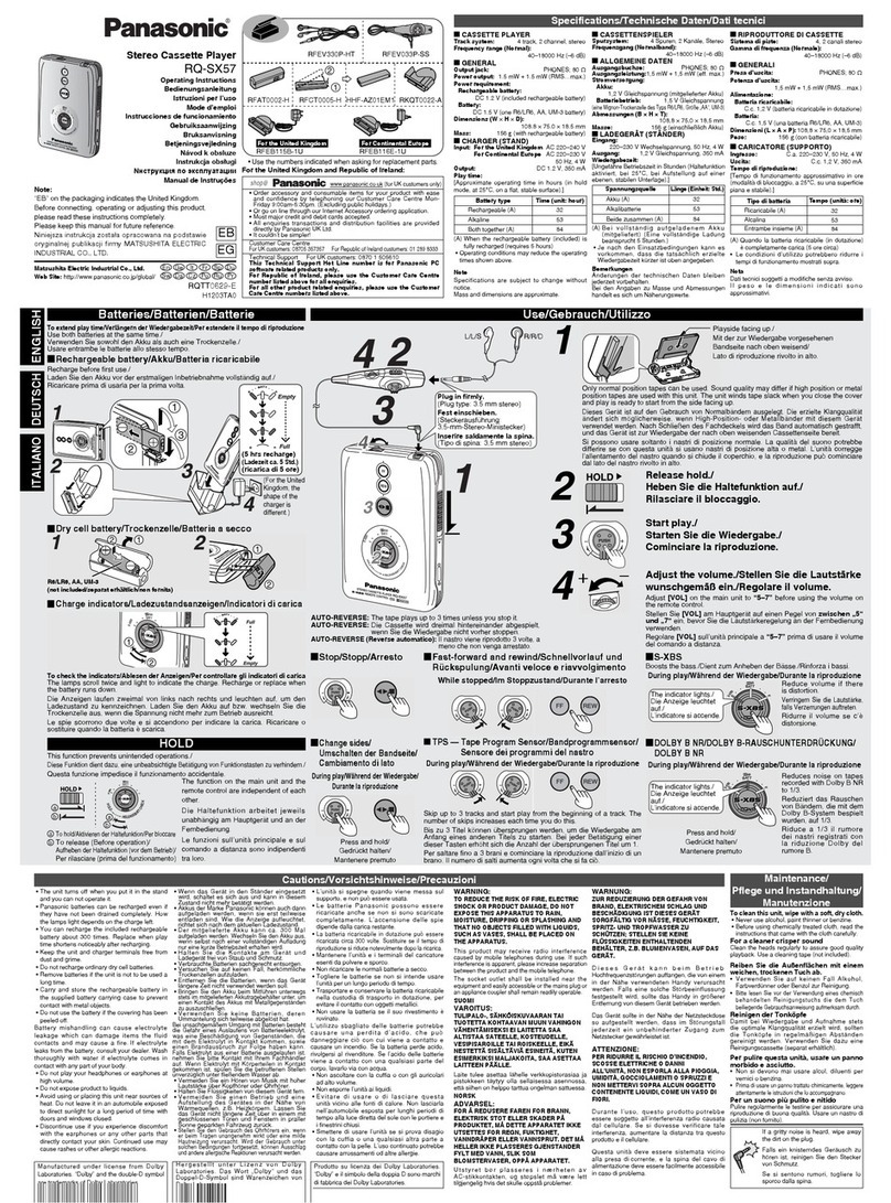 Panasonic RQ-SX57 User manual Panasonic RQ-SX57 User manual